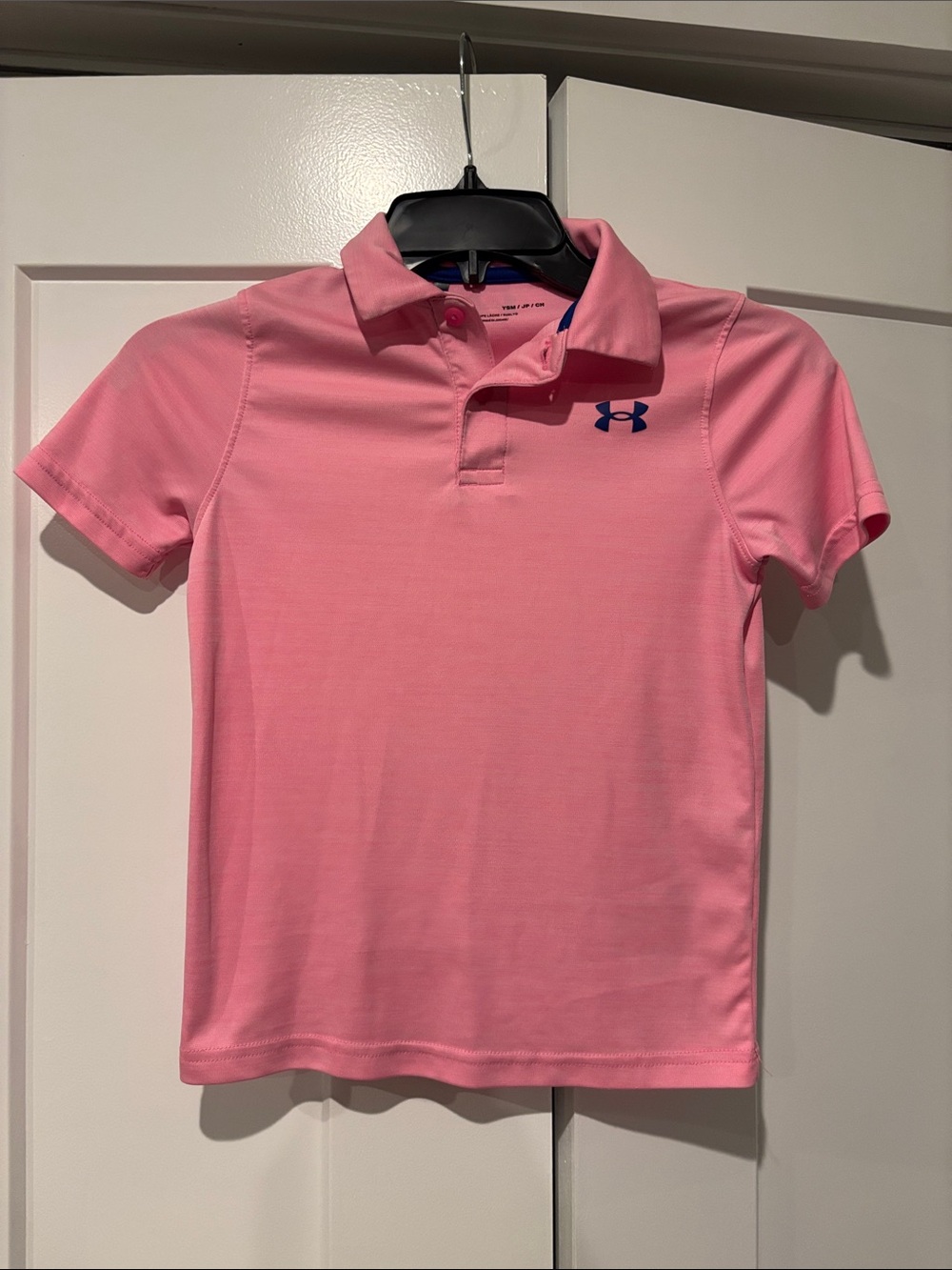 Under Armour Kids Pink Polo with Blue Logo